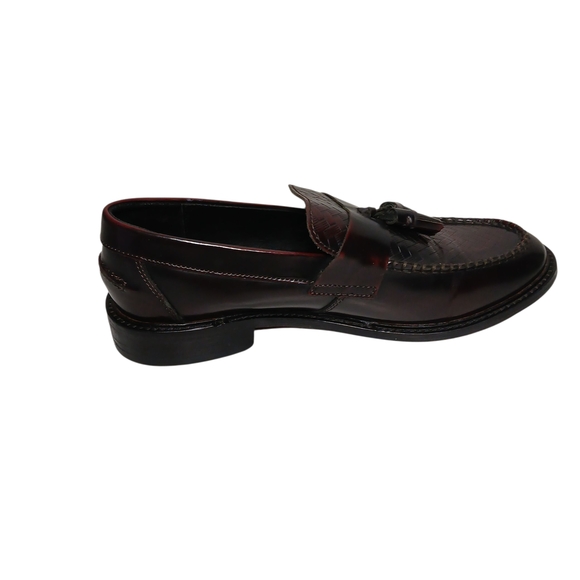 Men's Burgundy and Black Tassel Loafers - Picture 4 of 9